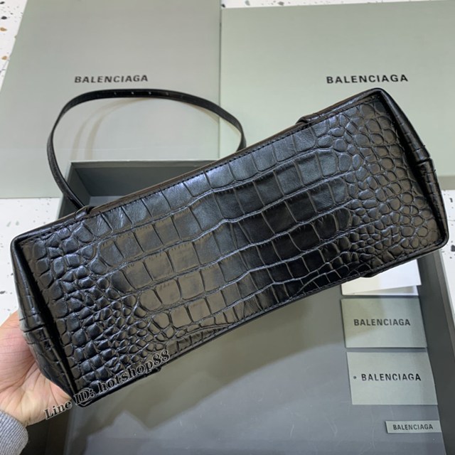 Balenciaga專櫃2022爆款鱷魚紋軟性牛皮手提肩背女包 巴黎世家Editor沙漏餃子包 fyj1166